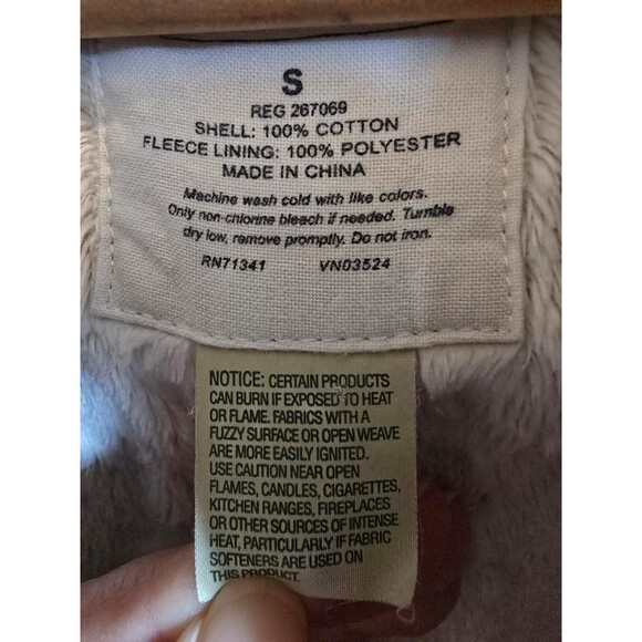 Men's LL Bean Fleece Lined Flannel Shirt Blue & White Button Up Shaket sz small - Picture 5 of 8